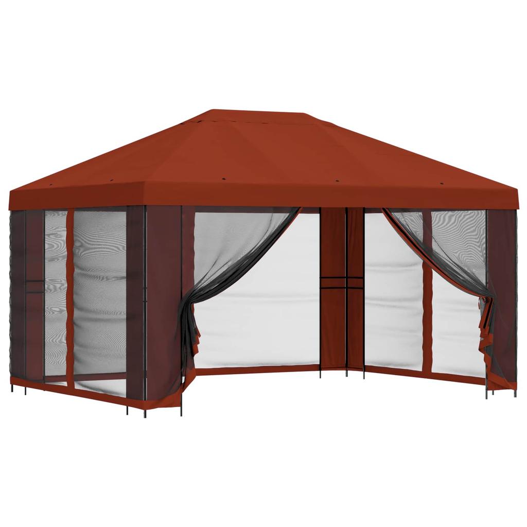 Gazebo with Side Walls 4 x 3 m Terracotta