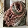 Elegant Pastel Pink & Mint Green Japanese Korean Style Scarf - Soft Drapey Lightweight Fabric, Neutral Beige & Lavender Tones, Versatile Head Wrap