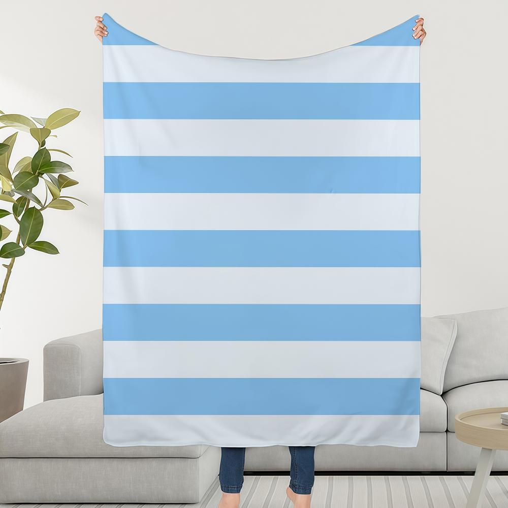 Blanket Throw Super Cosy Plush Stripes Horizontal Living Room Sofa Couch Blue Childish Birthday Gifts