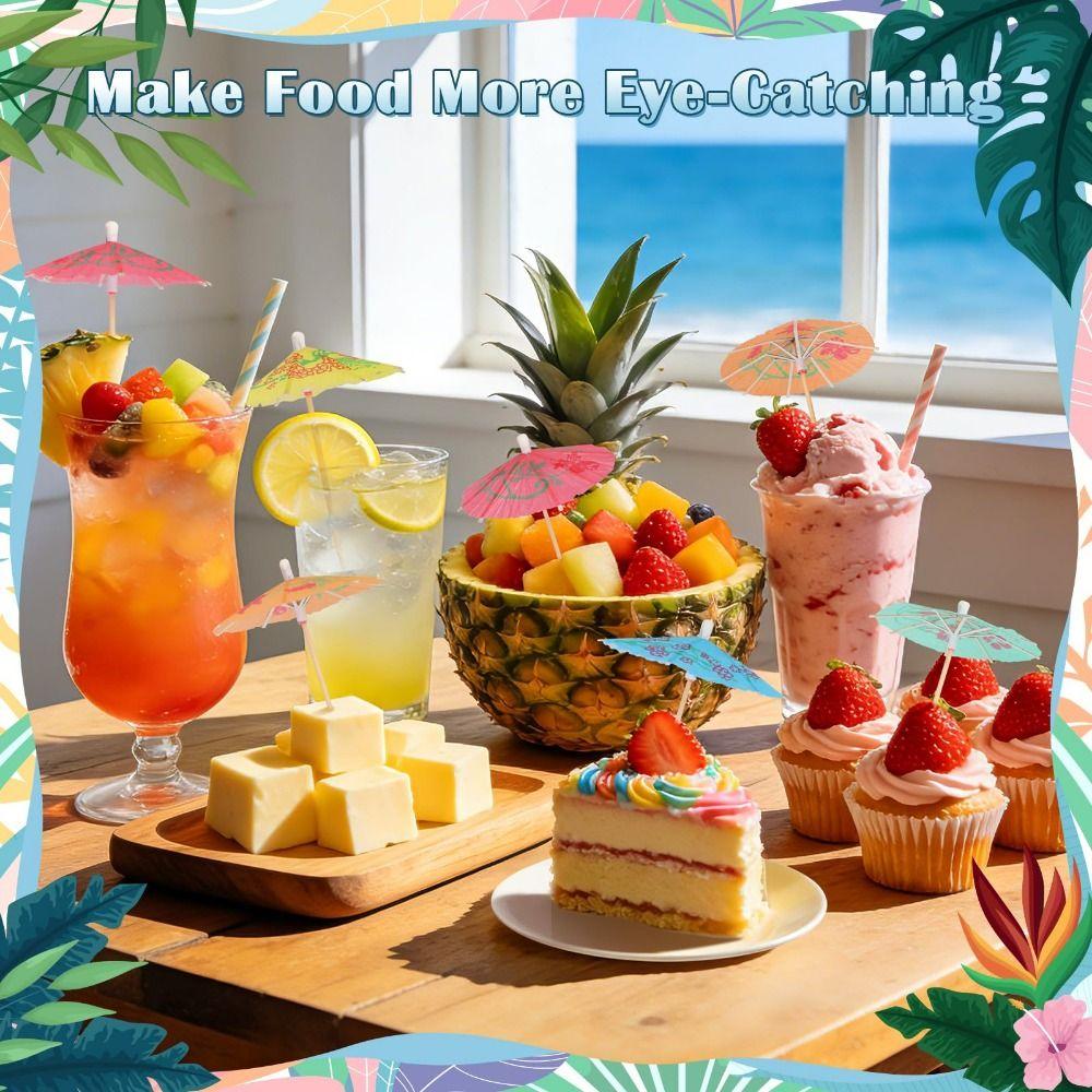 50Pcs Mini Cocktail Umbrellas Multicolored Cocktail Drink Umbrellas Cocktail Picks Summer Party