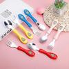 Dww-A Set of Red Tiger Spoon and Fork + Cartoon Spoon Box, Baby Learning and Training Spoon, Portable Household Tableware Set
