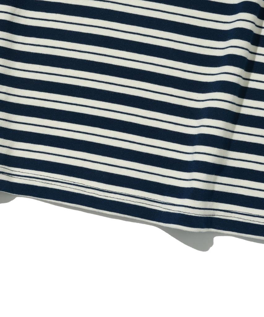 TAILOR STUDIO Oxford Striped Collared Long Sleeve Tee (Navy/White)