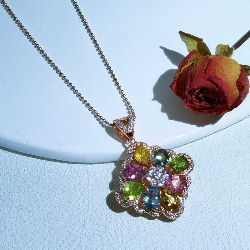 Sace Gems S925 стерлингового серебра 4*5 мм натуральный турмалин кулон ожерелья для женщин помолвка коктейльная вечеринка изящные ювелирные изделия