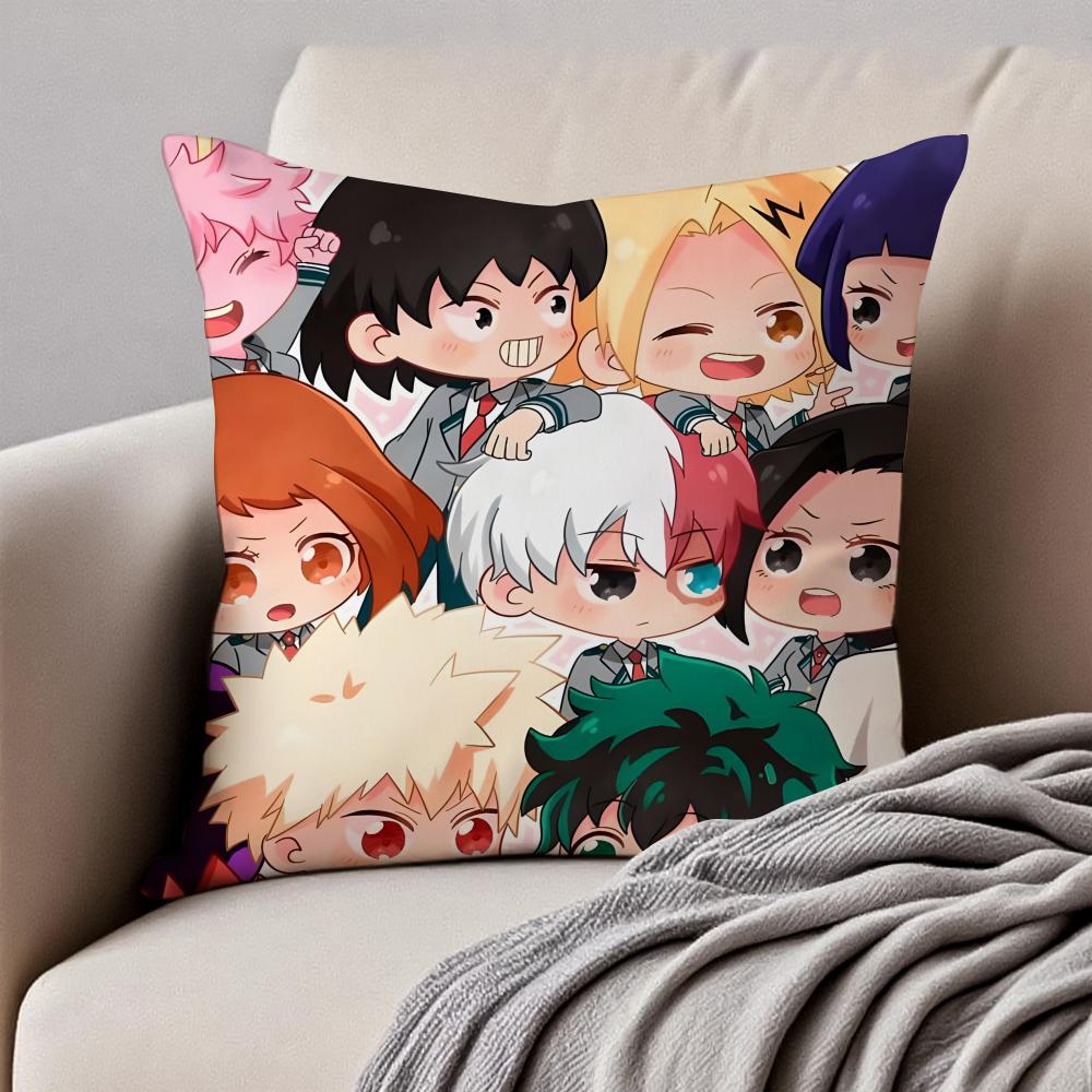 Inspirational Dynamic MMy Hero Academias Cushion Cover Pillowcase Antidustmite Invisible Zipper Short Plush Sofa Cushion
