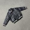 PU Leather-Lined Cotton Jacket Unisex Casual Zipper Jacket