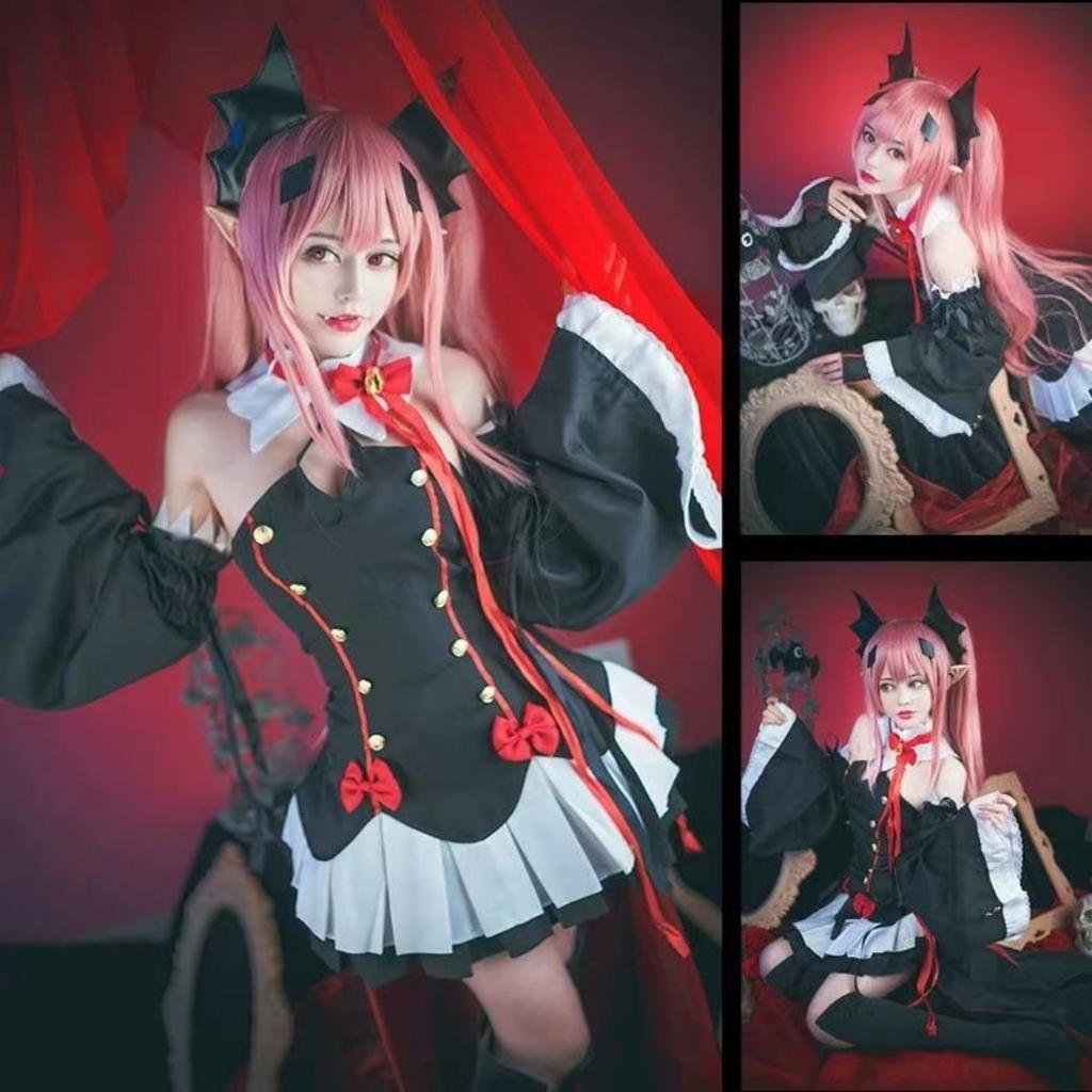 Серафим Конца Owari no Seraph Krul Tepes Косплей Костюм Униформа Парик Косплей Аниме Ведьма Вампир Хэллоуин Костюм Для Женщин