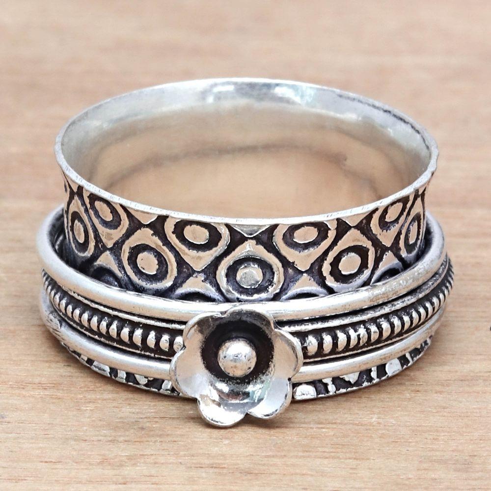 Серебряное кольцо-спиннер для женщин, четыре кольца-спиннера, серебряное ювелирное кольцо "10,5"