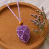 Gemstone Necklace Cord Adjustable Macrame Purple