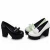 Large Size 34-43 Size Waterproof Platform Thick Heel Super High Heel Single Shoes Bow Tie Patent Leather Large Size Bow Tie Women's Shoes