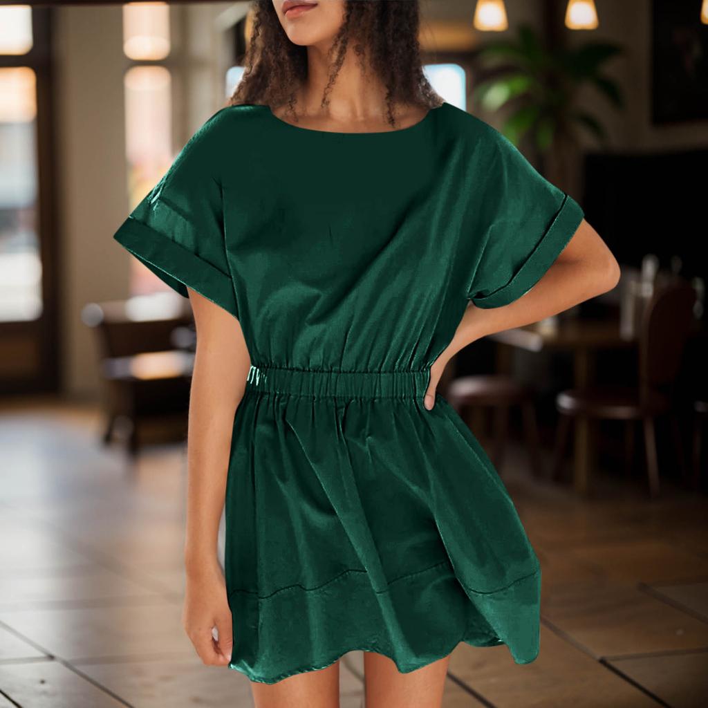 Женские летние платья с квадратным вырезом и коротким рукавом с вырезом на талии, повседневное вечернее многоуровневое платье трапециевидной формы