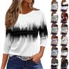 Women's Fashion Casual Loose 3/4 Sleeve Striped Printed Round Neck Top