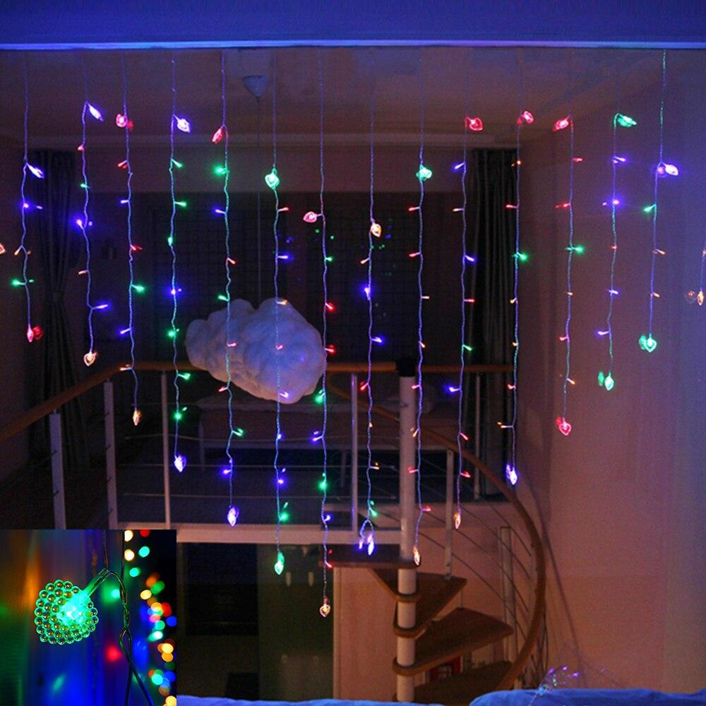 ABXMAS 2x1,5 м светодиодный занавес в форме сердца с вилкой европейского стандарта, сказочный свет, гирлянда для спальни, свадьбы, дома, декоративные праздничные огни, рождественские огни