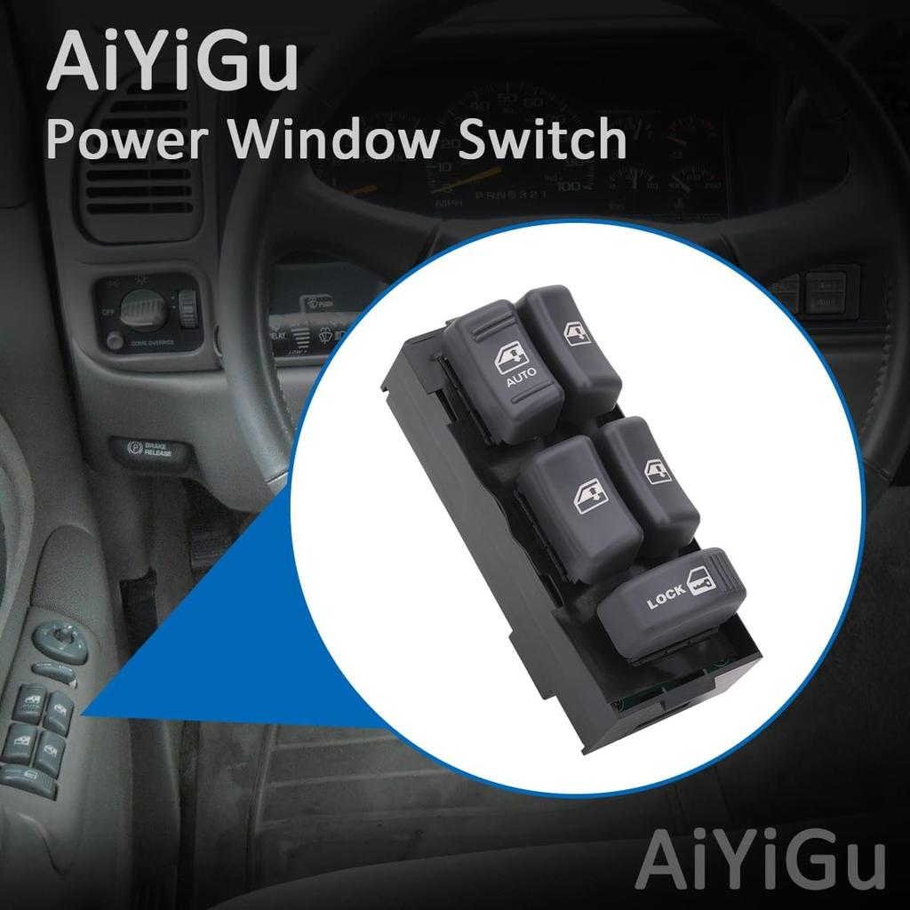 Driver Power Window Switch for 1995-2004 Chevy Blazer Tahoe S10 | Fits for 1995-2000 C/K1500 2500 3500, Suburban, GMC Sonoma/Yukon/Jimmy, Escalade,