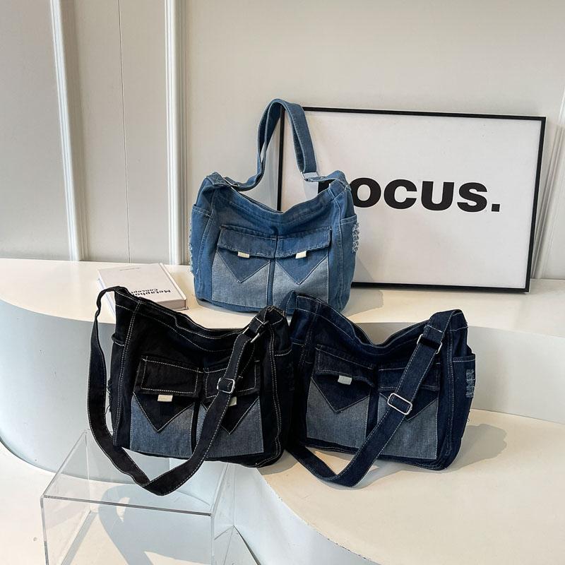 Джинсовая сумка Женская сумка через плечо большой вместимости Классная большая сумка-тоут