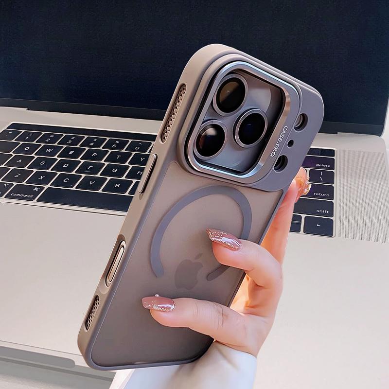 Магнитный Официальный Матовый Цвет Для Чехла Magsafe Для iphone 17 Air 16 15 14 13 12 11 Pro Max Беспроводная Зарядка Подставка для Объектива Чехол