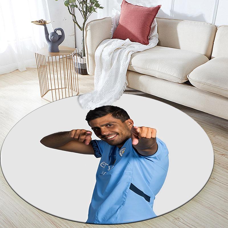 Rodri Printed Round Rug, Non Slip Washable Circular Carpet For Living Room Bedroom Playroom, Sports Fan Decor, Holiday Birthday Gift