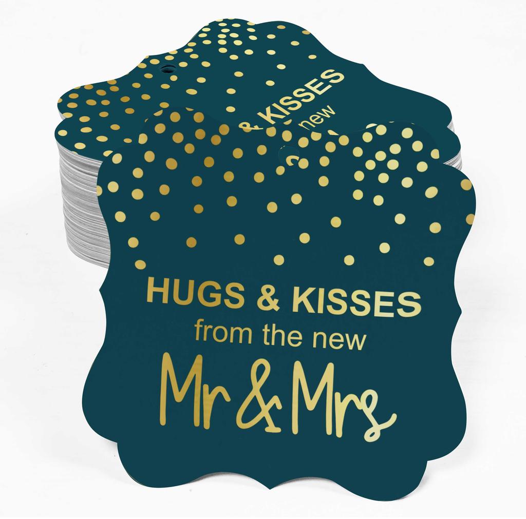 Inkdotpot Бирки для поцелуев и объятий с новой свадебной сувенирной скобой в форме подарочных бирок из настоящей золотой фольги для бонбоньерок