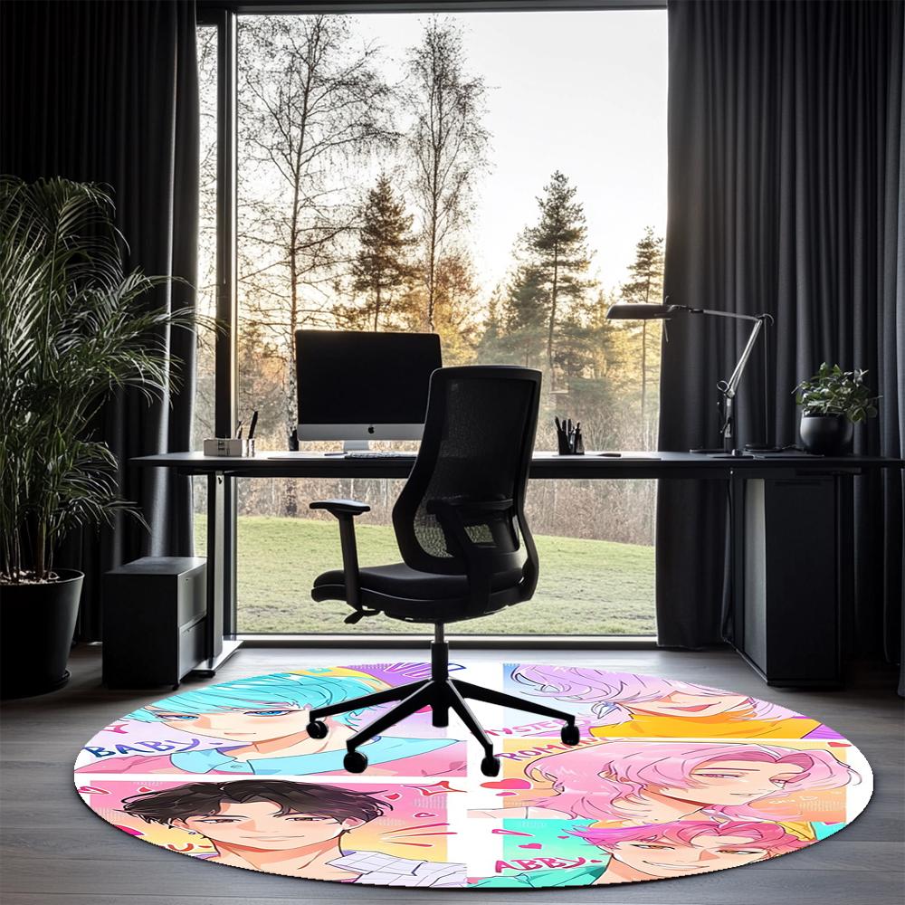 Saja Boys Printed Round Rug Carpet Chair Rug Area Rug Entryway Doormats,for Office Chair Living Room Bedroom Kitchen Room.
