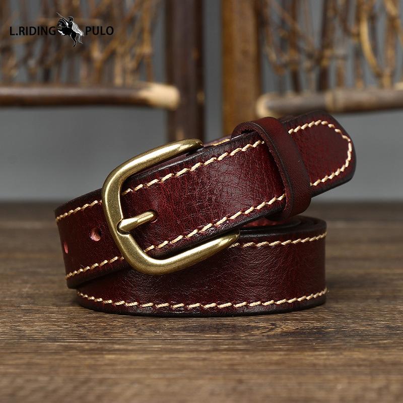 Ретро тренд универсальный декоративный ремень со строчкой для женщин из чистой коровьей кожи горячий джинсовый ремень