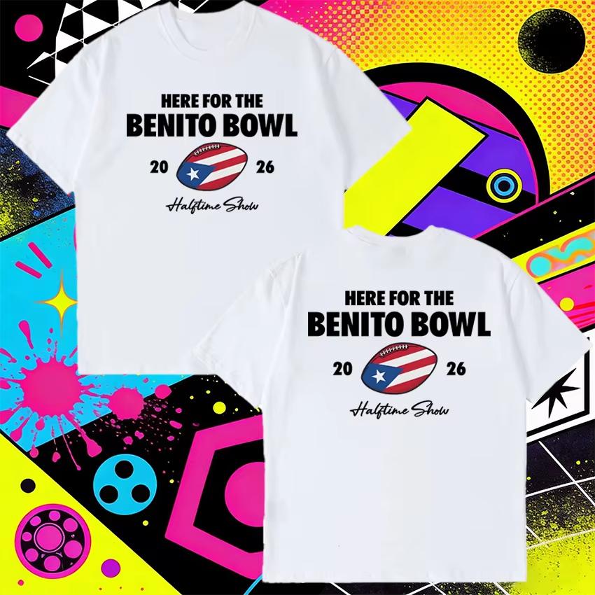Hot Rapper Bad Bunny Super bowl 2026 Halftime Show short sleeve Tshirt Men Women harajuku black T shirt Unisex pure Cotton top