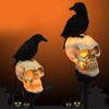 800MAH Solar Resin Halloween Crow Skull Light Outdoor Waterproof LED Light Balcony Holiday Lawn Lamp Garden Decor Decorative Light