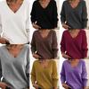European & American Style Women's Loose V-Neck Knitted Pullover Sweater
