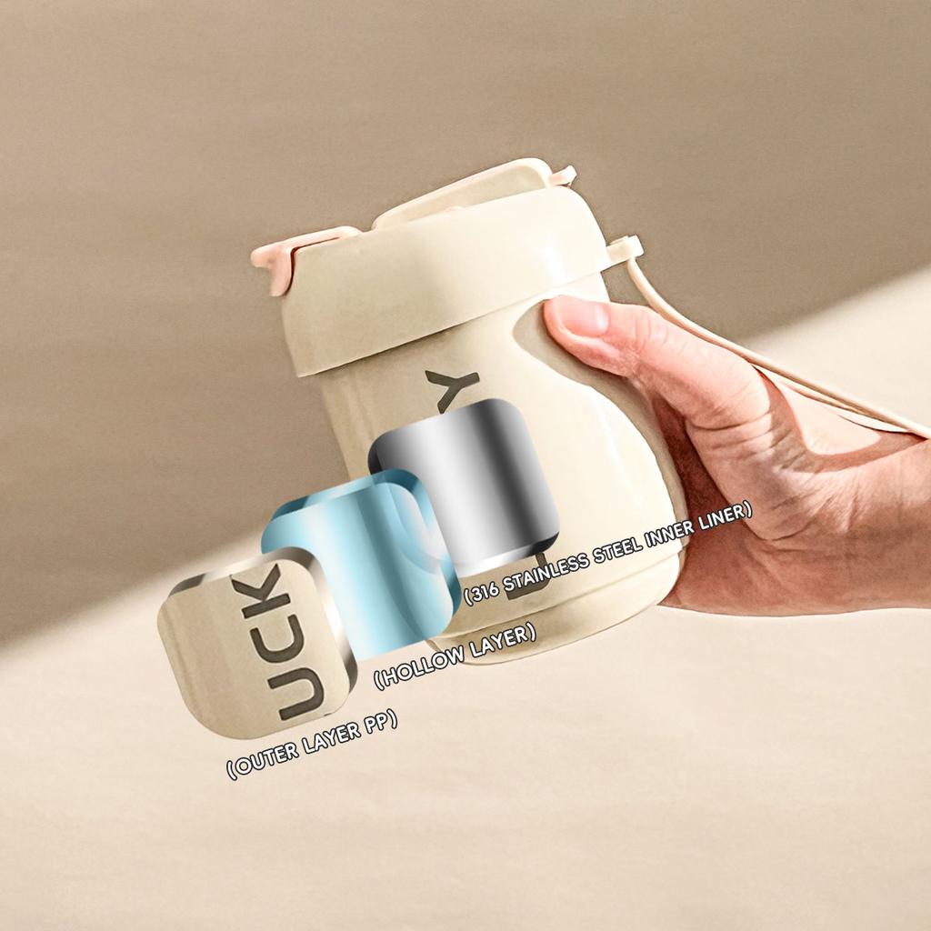 316 Stainless Steel Water Cup With Straw Detachable Double Wall Insulated Milk Coffee Mug Sealed Drinking Cup For Kids