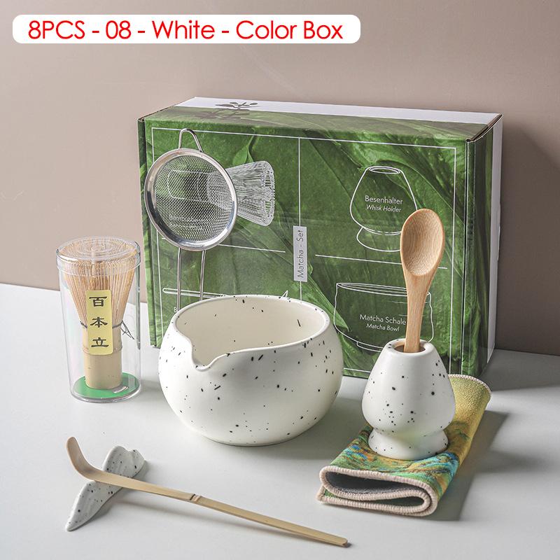 4/5/6/7/8 шт. Белый/Зеленый/Синий/Фиолетовый Венчик для чая матча Чайная посуда Японская церемония Бамбуковый чайный инструмент Изысканный набор для матча для чайного сервиза