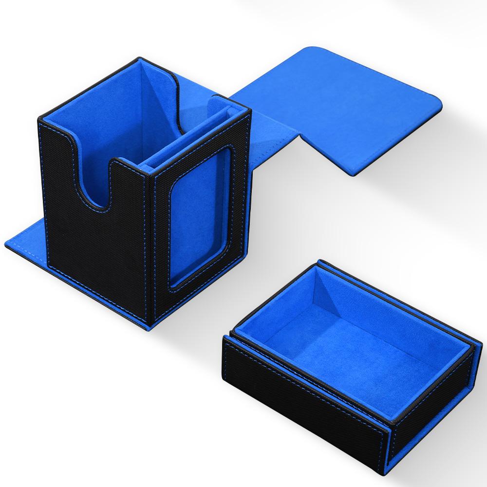 Commander Deck Box with Display Window, Card Deck Box Holds 100+ Double-Sleeved Cards with Dice Tray