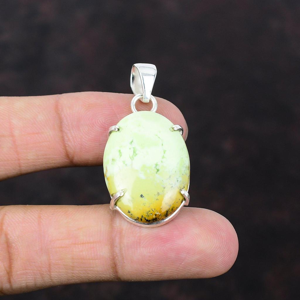 Lemon Chrysoprase Pendant 925 Sterling Silver Pendant A One Quality Gemstone Jewelry Handmade Elegant Pendant Gift For Her Wonderful Jewelry