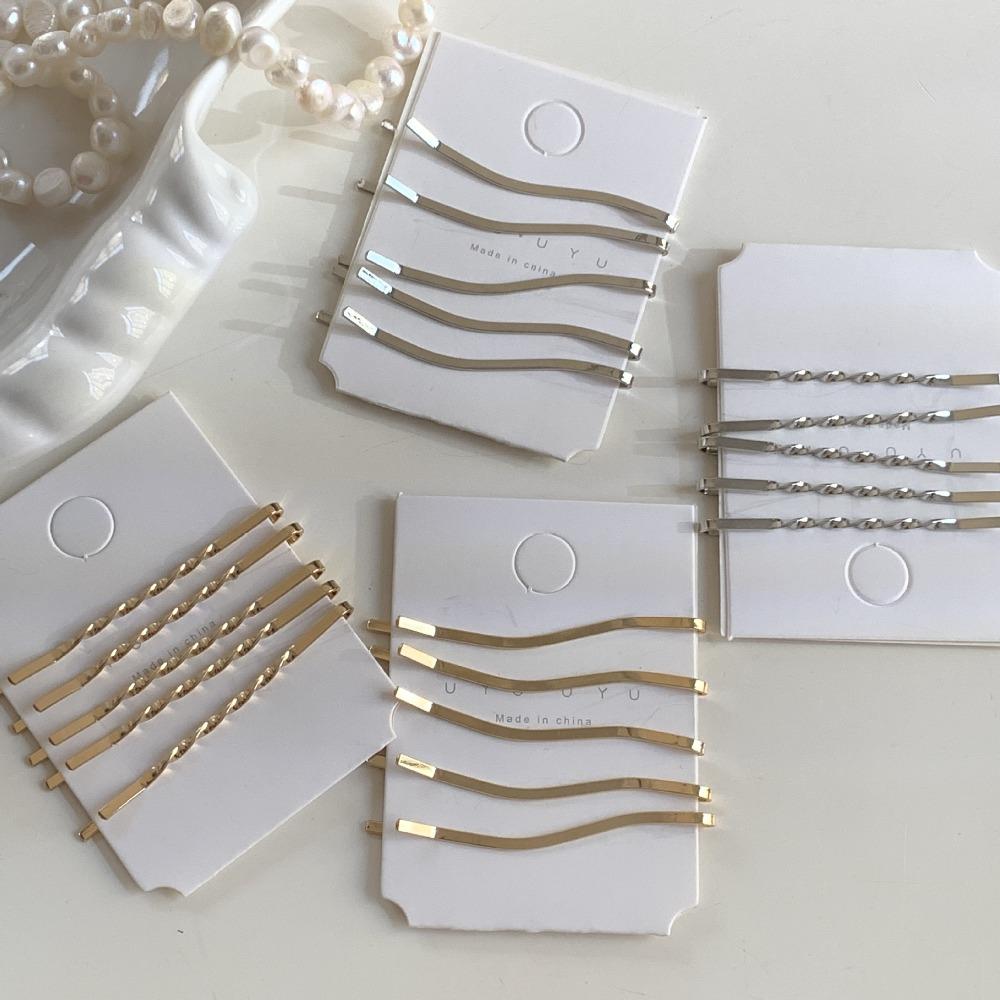 5 шт. Металлические заколки для волос ярко-золотого цвета 5,5 см, волнистые заколки для волос, металлические заколки для волос, прямые заколки, волнистые боковые челки, заколки для волос на лбу, женские головные уборы