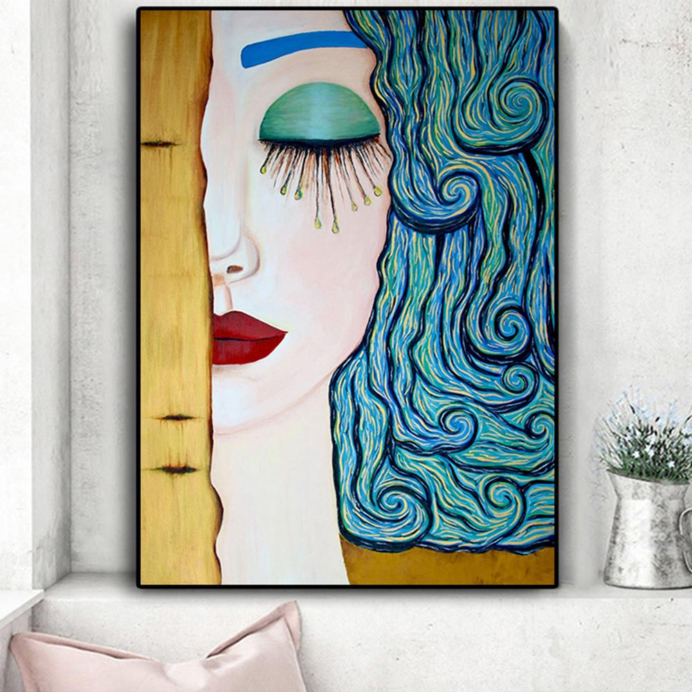 Абстрактная классическая картина художника Густава Поцелуя Климта, слеза на холсте, постеры, настенные художественные картины для гостиной, домашний декор, Cuadros