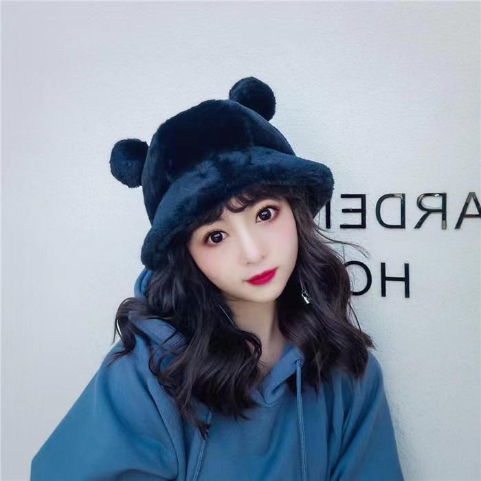 Kawaii милая панама с леопардовым принтом и медвежьими ушками для женщин, повседневная зимняя теплая флисовая шапка из искусственного меха Ins, дизайнерская уличная панама