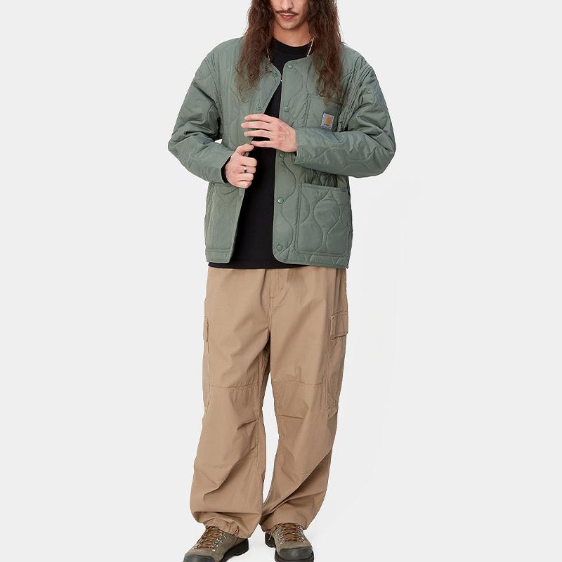 Carhartt WIP SS24 Skyton Liner Квадратный Бирка Застежка-кнопка Круглый вырез Длинный рукав Куртка Мужские куртки Зеленый I032990-1YF-XX