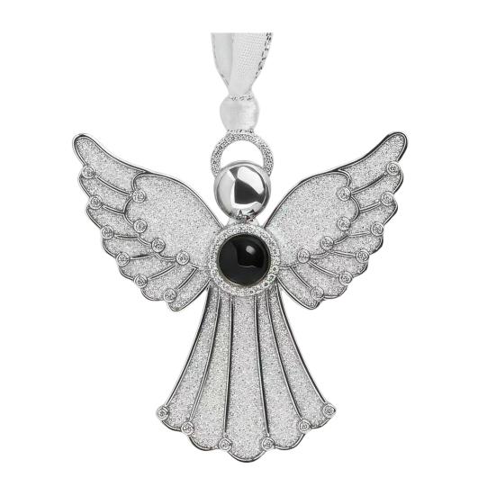 Metal Projection Pendant Christmas Angel Ornament Rhinestone Bird Butterfly Decoration Memory Keepsake Gift for Family Friends Couples Pet Owners