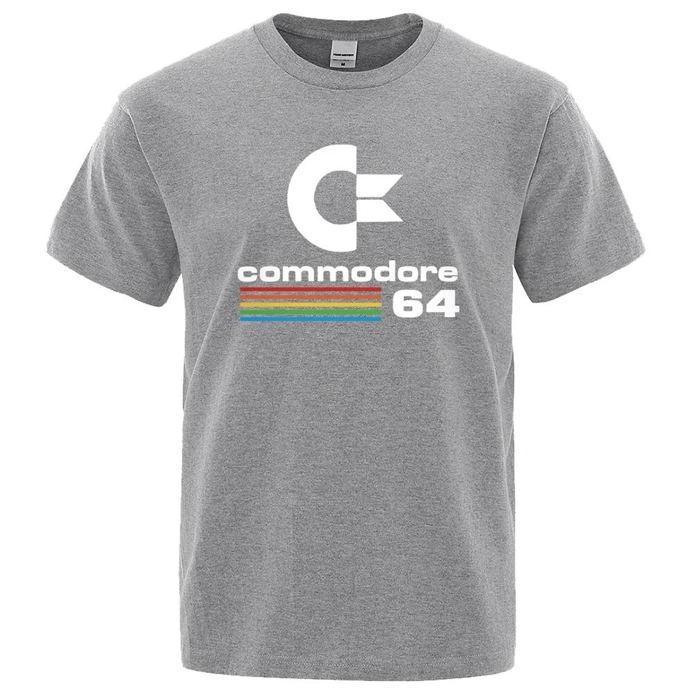 Свободные мужские футболки Летняя футболка с принтом Commodore 64 C64 SID Amiga Ретро Крутой дизайн Уличная футболка с коротким рукавом Хлопковая одежда#Цвет