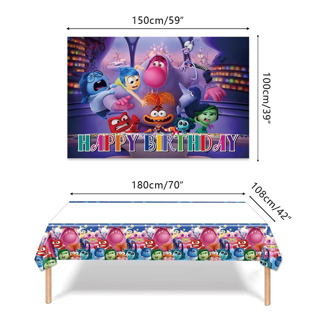 Inside Out Birthday Decorations Tapestry Tablecloth Wall Hanging Photo Backdrop Photography Background Paper Backdrop Photography Happy Birthday
