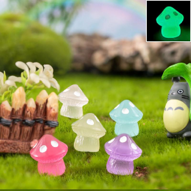 Adorable Resin Colorful Night Glowing Mushroom Fluorescent Craft Plant Decor