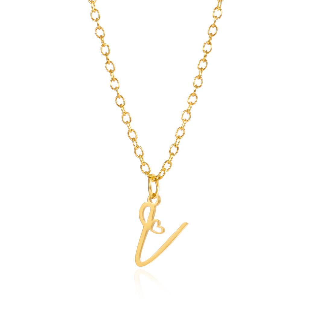 Золотое ожерелье-подвеска с алфавитом в форме сердца на цепочке О для дам, летний стиль