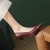Square Toe Thick Heels Women Pumps 2024 Spring Autumn Office Ladies Dress Vintage Genuine Leather Bowknot Classic Shoes Woman