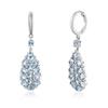 Unique Trendy Long Dangle Silver Earrings for Women & Girls Natural Sky Topaz Gemstone Fashion Jewelry for Special Occasion Gift