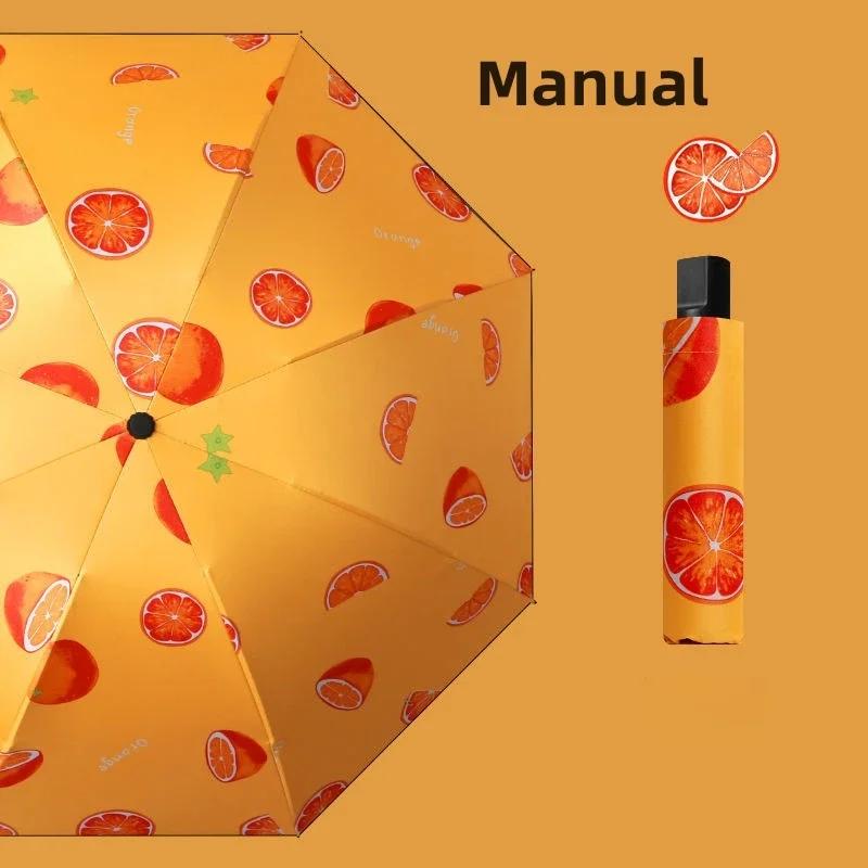 1pcs UV Sun Umbrella Compact Folding Travel Rain Umbrellas Auto Open and Close for Windproof Cute Fruit Watermelon Pattern New