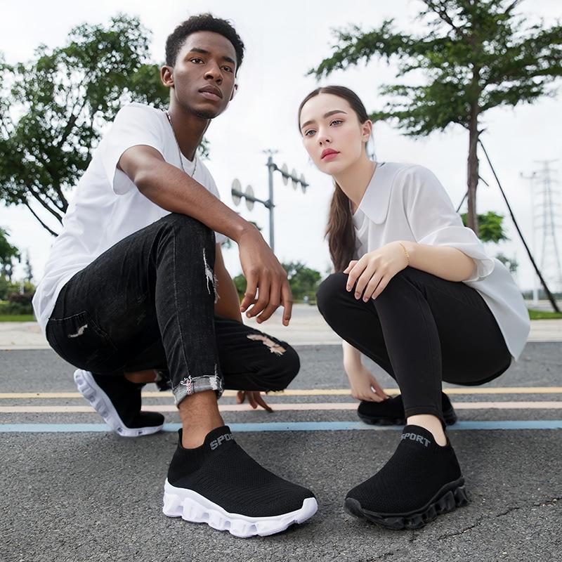 Large Size Women's Shoes Breathable Casual Sports Shoes Women's Light Soft Foot Cover Couple Shoes Lazy Shoes Fly-woven Socks Shoes