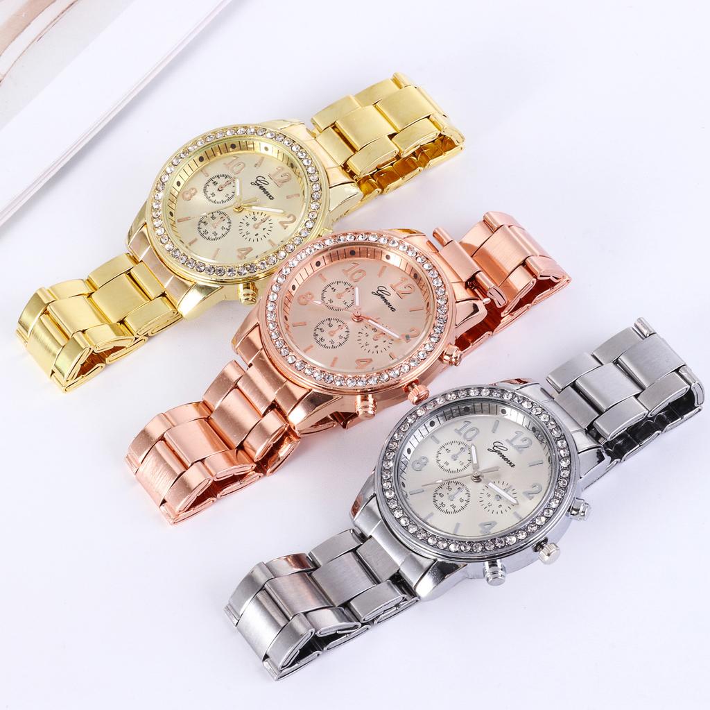 Luxury Women Watch Golden Rhinestone Fashion Women Quartz Watch Analog Wristwatch Lady's Gold Stainless Steel Bracelet Clock