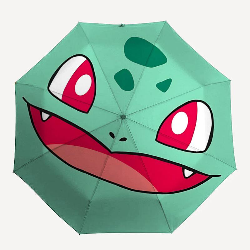 1pc Pokemon Bulbasaur Automatic Open Umbrella - 8-Rib Compact Foldable Design, Durable Fabric for Casual & Fashion Use, 084