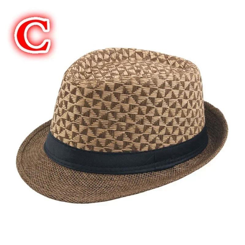 Men's Fashion Colid Color Handsome Summer Jazz Cap Beach Straw Caps Hats Sun Hat Men Fashion Accessories Creative Gifts Decor