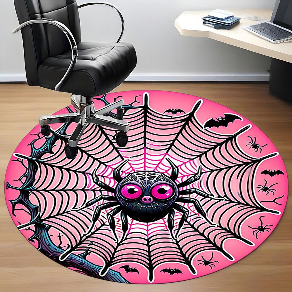 1pc Spider Web Office Round Area Rug, Indoor Mat Suitable ForOffice, Under Office Chairs Bedroom Living Room Home Decor, Room Deco, n54
