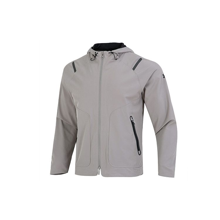 Under Armour Unstoppable Sun Protection Series Zip-Up Drawstring Hooded Sports Woven Breathable Training Jacket Men Jackets Grey 1370494-294