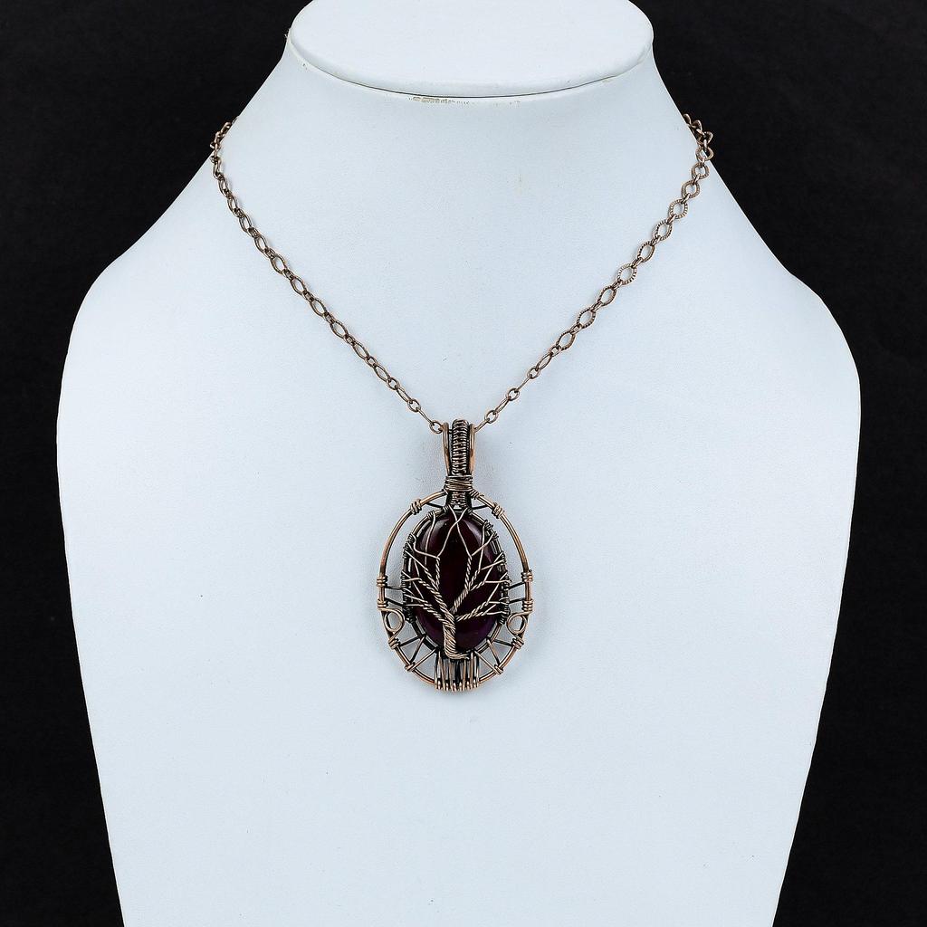 Tree Of Life Purple Fire Labradorite Pendant Copper Wire Wrapped Pendant Handmade Copper Jewelry Tree Of Life Pendant Real Gemstone Pendant