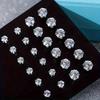48/72 шт. Изысканные блестящие круглые квадратные гвоздики Серьги с инкрустацией из блестящего циркона Набор серег Подарок на вечеринку, свадьбу, помолвку, годовщину